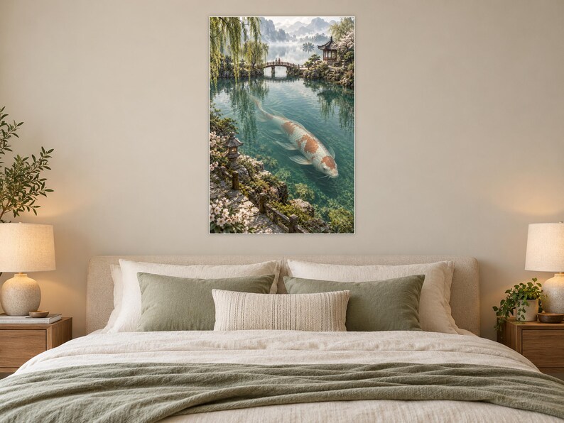 Koi Fish Art Print | Japanese Garden Fantasy Wall Decor image 4