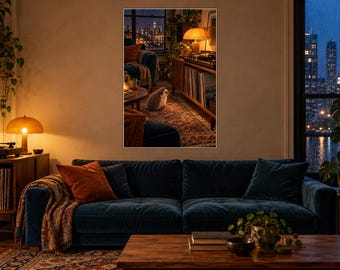 Hedgehog Record Player Art Print | Cozy Music Room Wall Decor