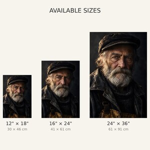 Moody Fisherman Portrait Print | Cinematic Character Wall Art | Dark Academia Fine Art Poster image 3