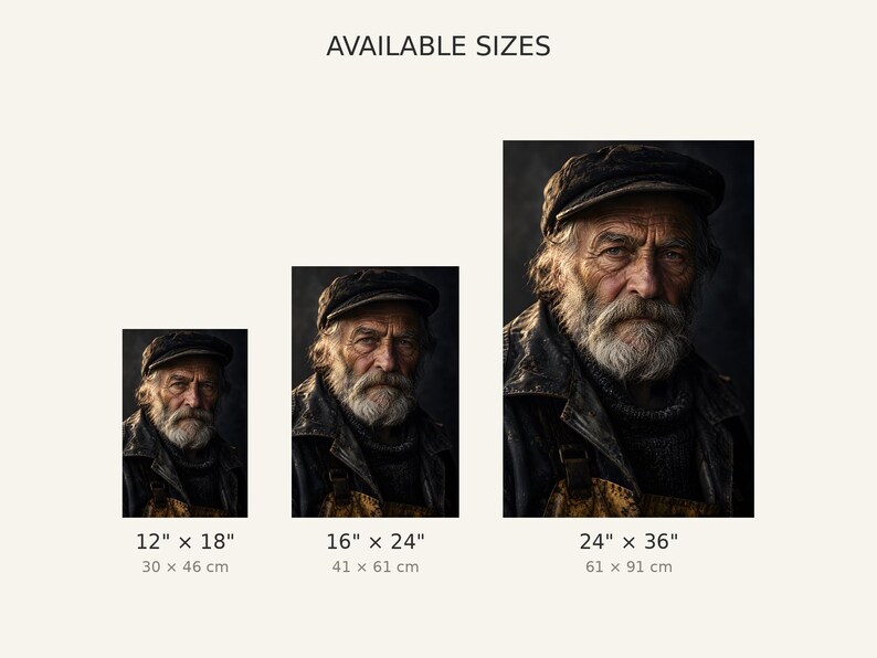 Moody Fisherman Portrait Print | Cinematic Character Wall Art | Dark Academia Fine Art Poster image 3