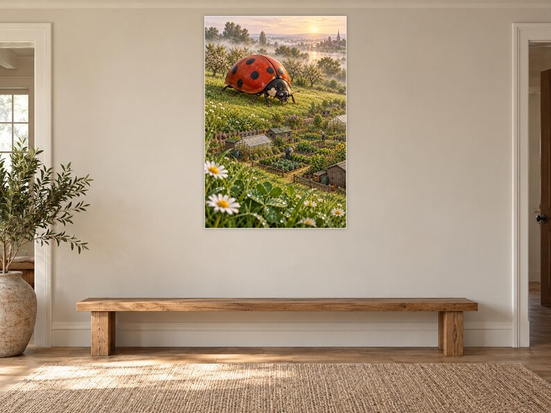 Ladybug Art Print | Cottage Garden Fantasy Wall Decor immagine 13