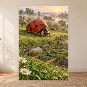 Ladybug Art Print | Cottage Garden Fantasy Wall Decor immagine 18