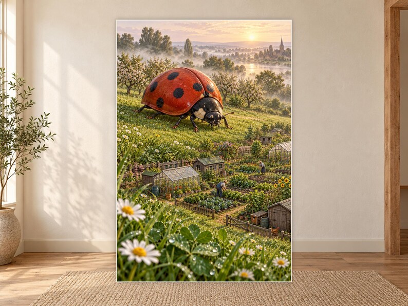 Ladybug Art Print | Cottage Garden Fantasy Wall Decor immagine 18