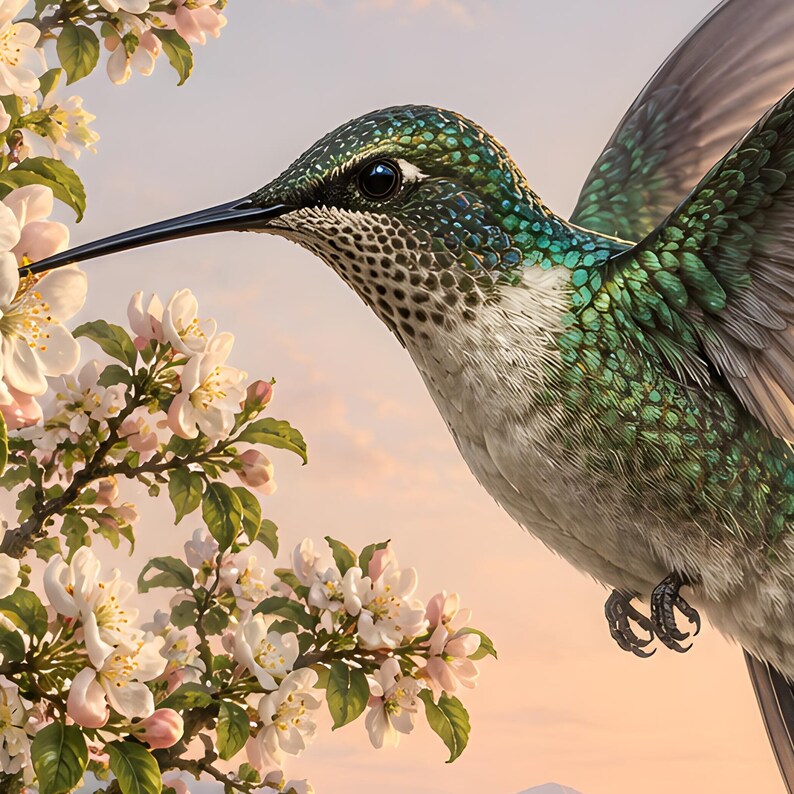 Hummingbird Art Print | Blossom Orchard Fantasy Wall Decor imagen 19