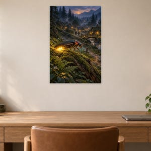 Firefly Art Print | Glowing Woodland Village Fantasy Wall Decor image 6