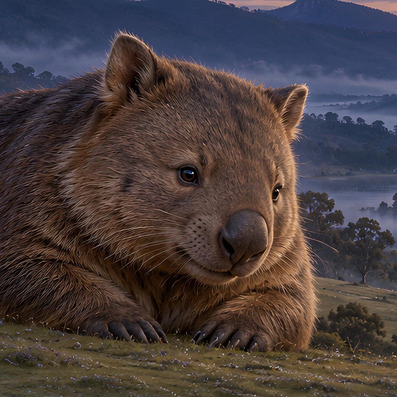 Wombat Art Print | Cozy Bookshop Village Fantasy Wall Decor imagen 19