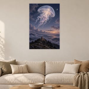 Jellyfish Art Print | Celestial Observatory Fantasy Wall Decor image 2
