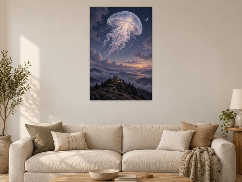 Jellyfish Art Print | Celestial Observatory Fantasy Wall Decor image 2