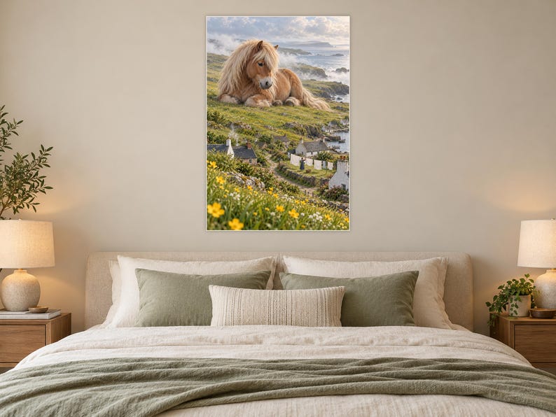 Shetland Pony Art Print | Seaside Village Fantasy Wall Decor image 4