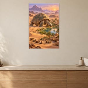Desert Tortoise Art Print | Oasis Village Fantasy Wall Decor afbeelding 10