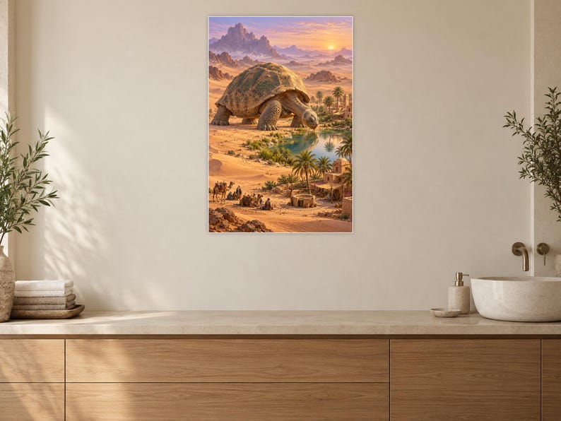Desert Tortoise Art Print | Oasis Village Fantasy Wall Decor afbeelding 10