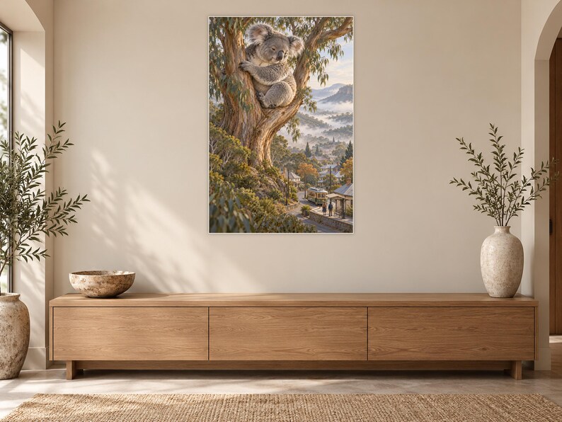 Koala Art Print | Eucalyptus Village Fantasy Wall Decor bild 12