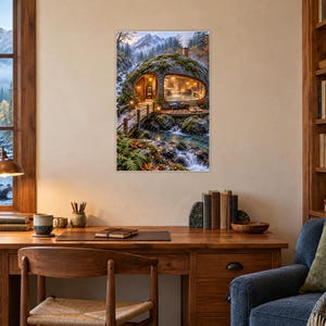Riverstone Bathhouse Art Print | Mountain Stream Bathroom Wall Decor image 2