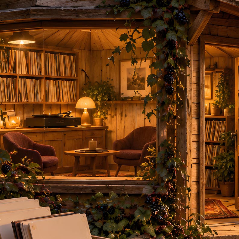 Kunstdruck „Wald-Plattenladen“ | Gemütliche Wanddekoration fürs Musikzimmer Bild 3