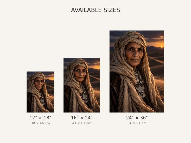 Desert Nomad Woman Portrait Print | Bohemian Tribal Wall Art | Cinematic Character Poster image 3