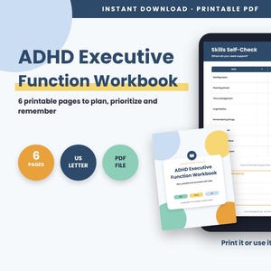ADHD Executive Function Workbook, Planning Worksheets, Priority Matrix, Working Memory Helper, Printable PDF