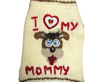 Designer Dog Clothes "I Love My Mommy" Dog Sweater Puppy Clothing CUTE Small Dog Clothes YORKIE Chihuahua Frenchie Dog Outfits Boy Girl Coat