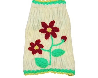 Vêtements mignons de chien de pull de chien avec le chiot d’animal familier de fleur Yorkie Chihuahua pulls vêtements petits vêtements de chien xxxs xxs xs s m l xl Moyen grand