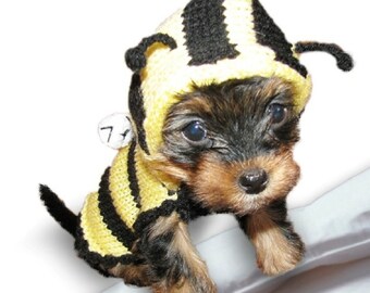 BEE Small Dog Sweater Small Dog Clothes Puppy Yorkie Clothes Chihuahua Clothing Frenchie Outfit Teacup Halloween Dog Costume Boy Girl Hoodie