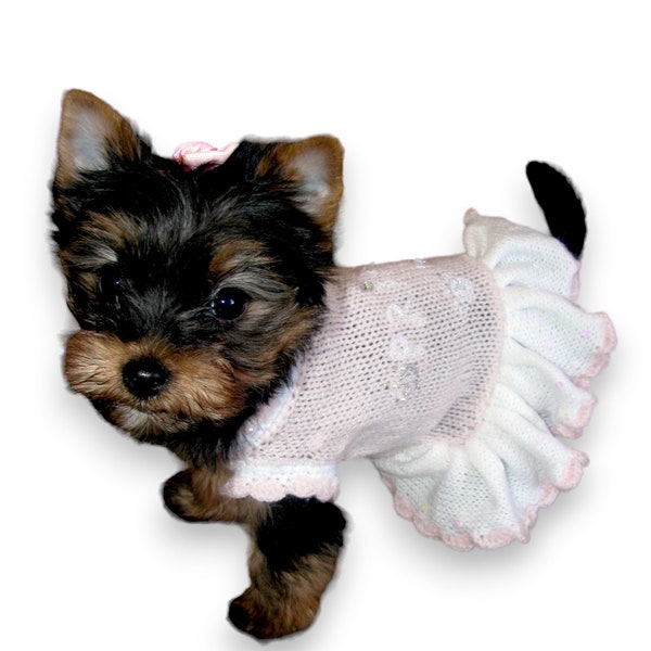 Small Dog Dress "Princess" Pink Small Dog Clothes Girl Teacup Dog Clothes Female Yorkie Clothing Chihuahua Clothes Designer Puppy Outfits