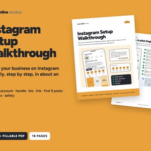 Instagram Setup Guide for Small Business, Step-by-Step Profile Walkthrough, Bio Template, Fillable PDF