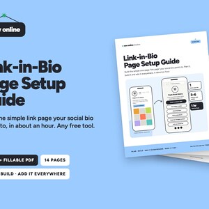 Link in Bio Page Setup Guide, Small Business Social Media Button Planner, Fillable PDF