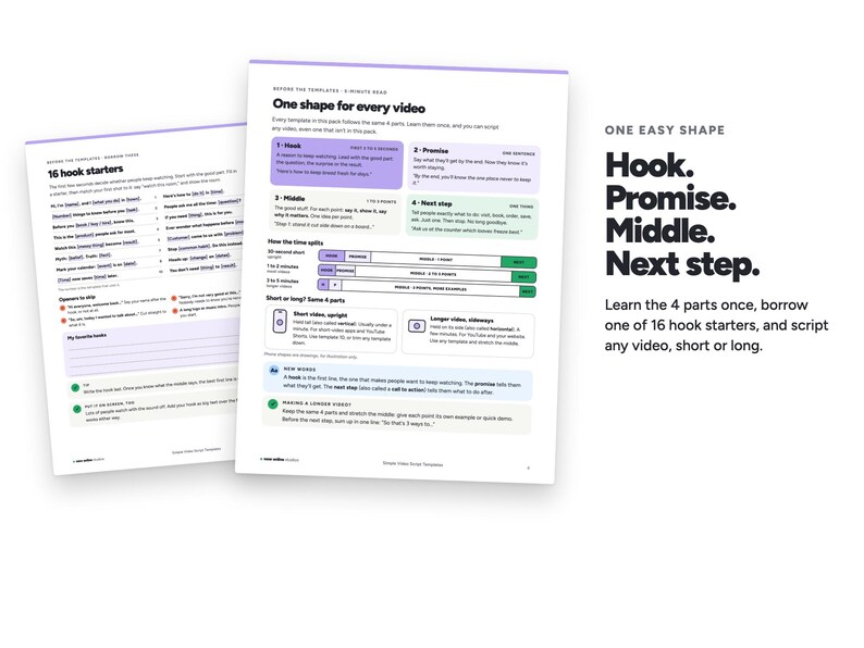 Video Script Templates for Small Business, Fill-in Talking Points, Hook ...