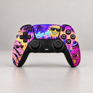 GTA 6 Coque Manette PS5 | Kit de Remplacement DualSense et Façade Personnalisée | Design Vice City | Accessoire PlayStation Cadeau Gamer