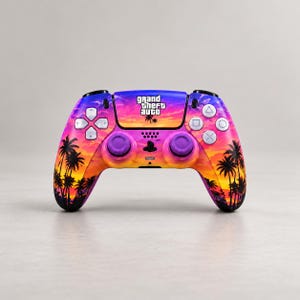 GTA 6 PS5 Controller Shell Kit | DualSense Ersatzgehäuse und Faceplate | Vice City Design | PS5 Zubehör und Gamer Geschenk
