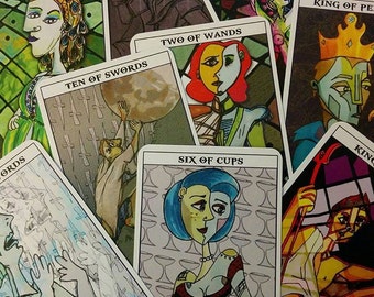 Greek Mythology Tarot Deck, tarot cards, cubism-inspired, Mythological Abstractions