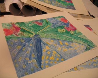 Butterfly nature monoprint printmaking