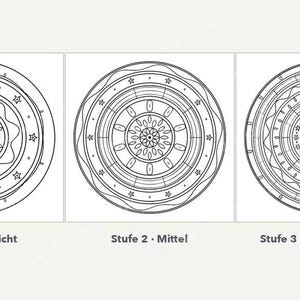 Stille Kreise Mandala Ausmalbuch Erwachsene PDF | 25 Mandalas 3 Schwierigkeitsstufen | Anti Stress Printable Bild 2