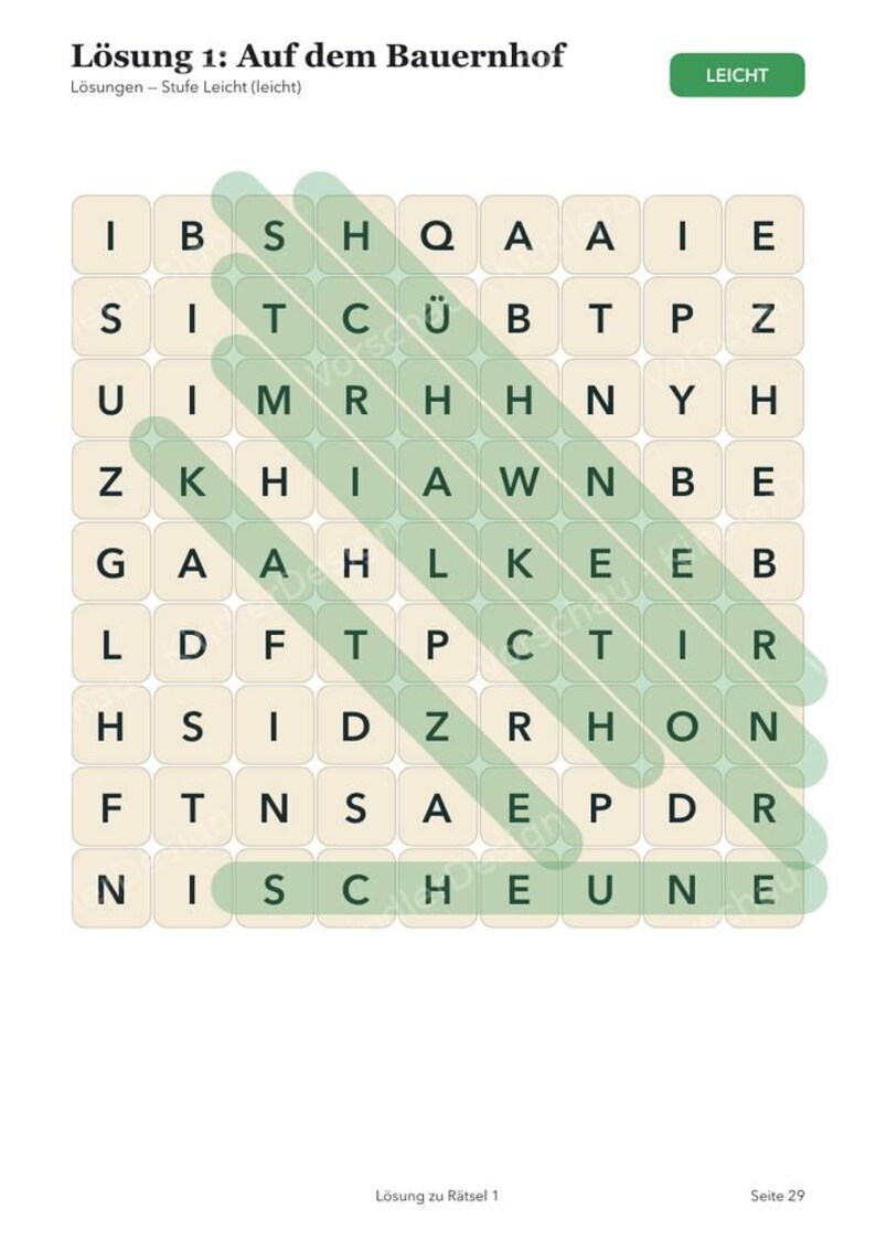 Word search puzzle book for children, printable PDF | 25 word search puzzles with solutions, 3 levels | Word search puzzle booklet for ages 6-10 image 3