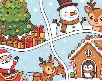 Ausmalbuch Weihnachten Kinder PDF zum Ausdrucken | 25 niedliche Motive dicke Linien | Malbuch Printable 4-8 Jahre