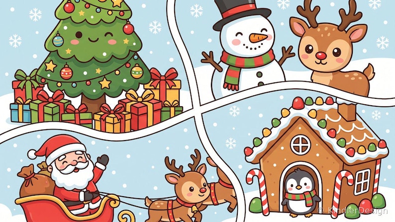 Ausmalbuch Weihnachten Kinder PDF zum Ausdrucken | 25 niedliche Motive dicke Linien | Malbuch Printable 4-8 Jahre image 1