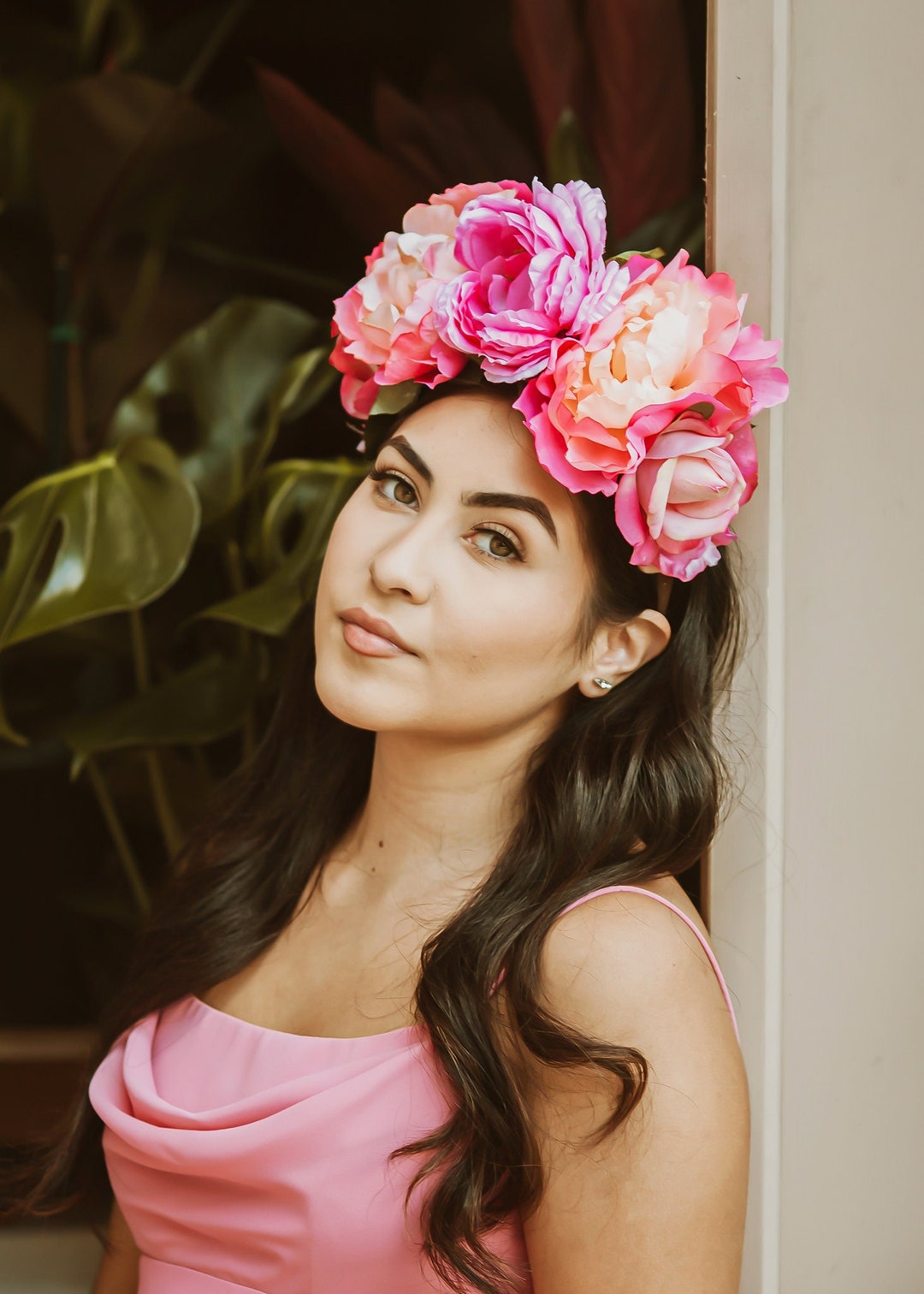 Peony Flower Crown, Mexican Style Flower Crown, Pink Mexican Flower
