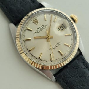 Rolex Oyster Datejust Ref 1601 36mm 18k Ss Mens 1970s Vintage Automatic Ra591b