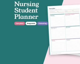 Planer für Krankenpflegestudierende (druckbar), Vorlage für Pflegepläne, Medikamentenkarten, Konzeptkarte, Klinisches Protokoll, Geschenkidee für Krankenpflegeschüler (PDF)