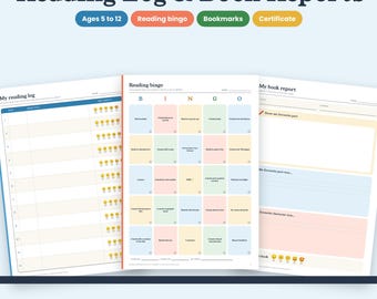 Lesetagebuch für Kinder (zum Ausdrucken), Buchberichtsvorlage, Lesebingo, Lesetracker für Kinder, Lesen im Homeschooling, Lesezeichen & Urkunde (PDF)