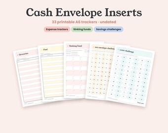 Cash Envelope Inserts Printable, A6 Cash Stuffing Trackers, Sinking Funds, Savings Challenge, Expense Tracker, Budget Binder Inserts