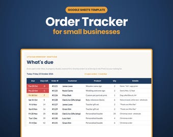 Order Tracker Google Sheets, Small Business Order Spreadsheet, Custom Order Log, Customer Tracker, Deposit and Sales Tracker Template