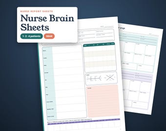 urse Brain Sheet Printable, Nurse Report Sheet, SBAR Handoff, Med Surg Report Sheet, 1 2 4 Patient, Nursing Student Gift, Night Shift