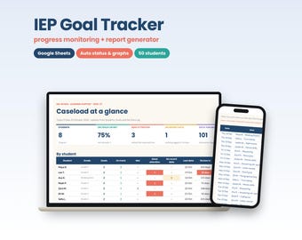 IEP Goal Tracker Google Sheets, Special Education Progress Monitoring, Caseload Report Generator (Digital Download)
