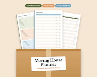Moving House Planner Printable, Moving Checklist, Change of Address List, Packing Inventory, New Home Planner, Moving Binder, Fillable PDF