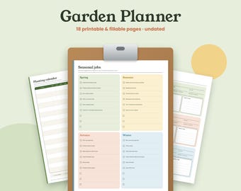 Garden Planner Printable, Vegetable Garden Journal, Planting Calendar, Seed Inventory, Allotment Planner, Garden Log, Fillable PDF