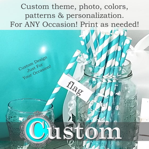 Custom Drink Flags Printable Drink Flags Personalized Drink