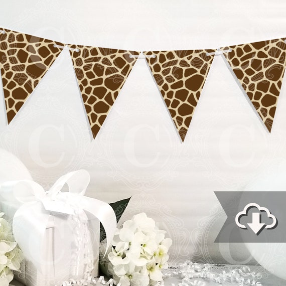 Brown Giraffe Print Banner Printable Diy Custom Banner Bunting