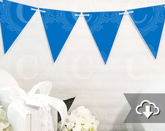 Blue Banner Pennants, Blue Garland, PDF Printables, DIY Party Decorations by Cameo Party Designs
