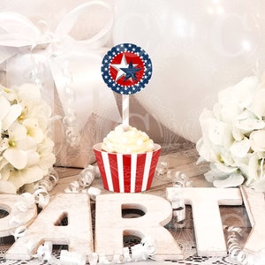 Patriotic Cupcake Toppers Printable Holiday Party Decor - Etsy
