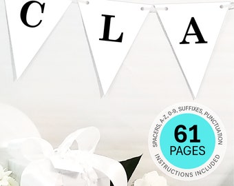 Graduation Banner Template, White Bunting Banner Graduation Template, Custom Banner Graduation Party Decoration Personalized Banner DOWNLOAD